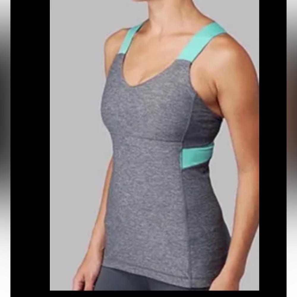 Lululemon Push Your Limits Tank Heathered Gray Green Built in Bra Size 10